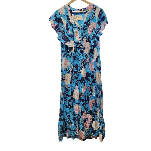 Anthropologie Maeve The Cassandra Maxi Dress Size S Blue Fluttery Maxi - Picture 13 of 14
